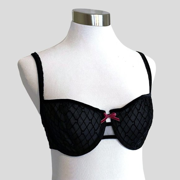 Chantelle Other - Chantelle Vintage 90s Goth Vamp Underwire Demi Bra Sz 32D Sheer Black Velvet